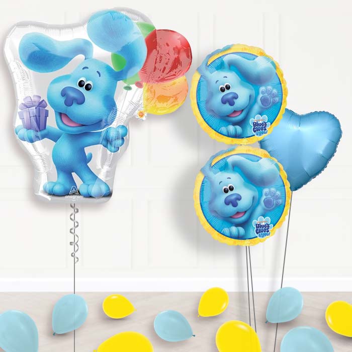 Blues Clues Helium Balloon Bouquet Delivered-Giant Balloon + 2 Themed Balloons + 1 Plain Balloon + Mini Balloons 
