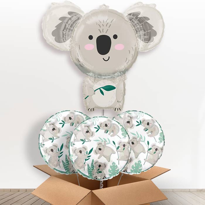 Koala Giant Helium Balloon in a Box Gift - With 3 Themed Balloons | Party Save Smile