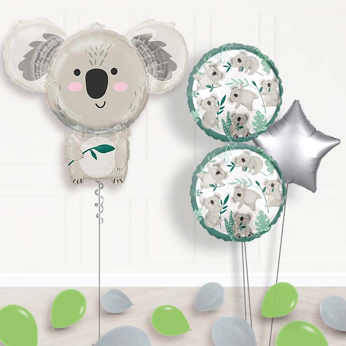 Koala Inflated Helium Balloons Delivered-Giant Balloon + 2 Themed Balloons + 1 Plain Balloon + Mini Balloons 