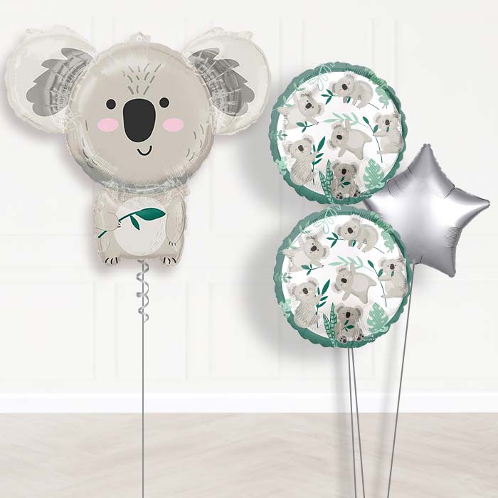 Koala Inflated Helium Balloons Delivered-Giant Balloon + 2 Themed Balloons + 1 Plain Balloon 