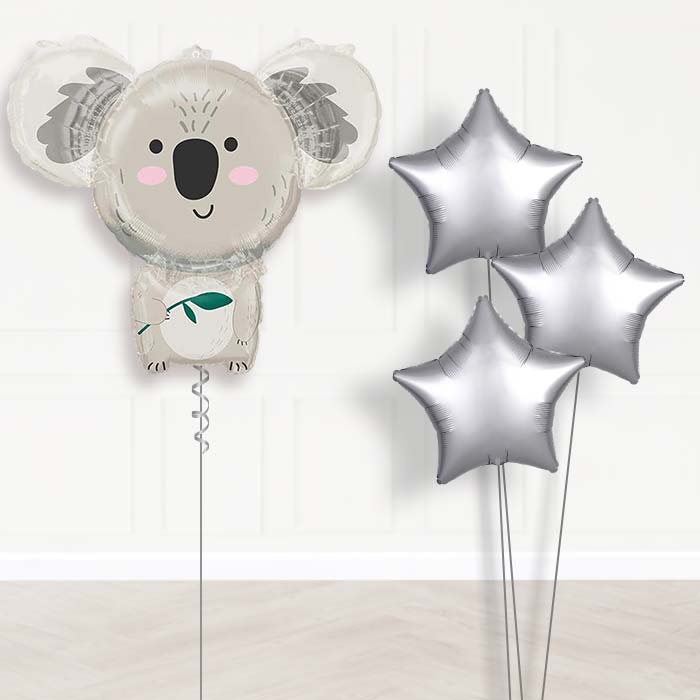Koala Inflated Helium Balloons Delivered - Plain Bouquet | Party Save Smile