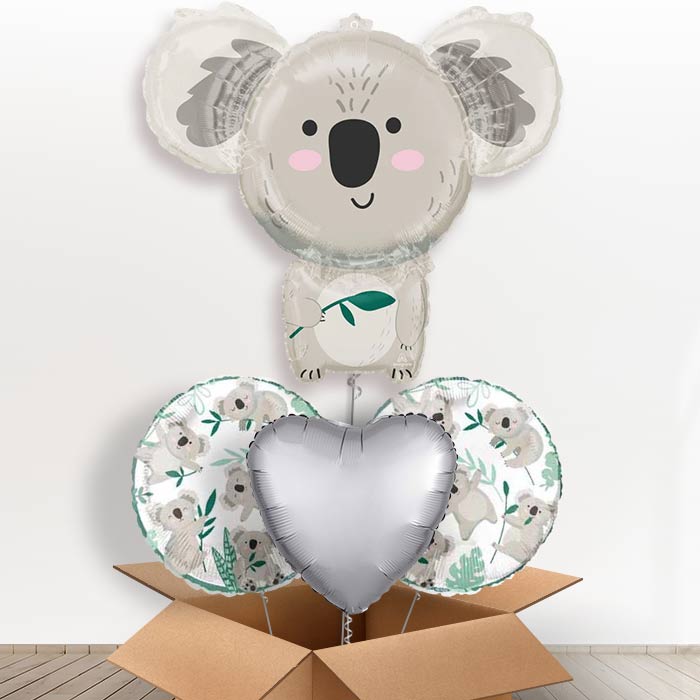 Koala Giant Helium Balloon in a Box Gift-1 x Giant Balloon and 2 Themed Balloons and 1 Plain Balloon 