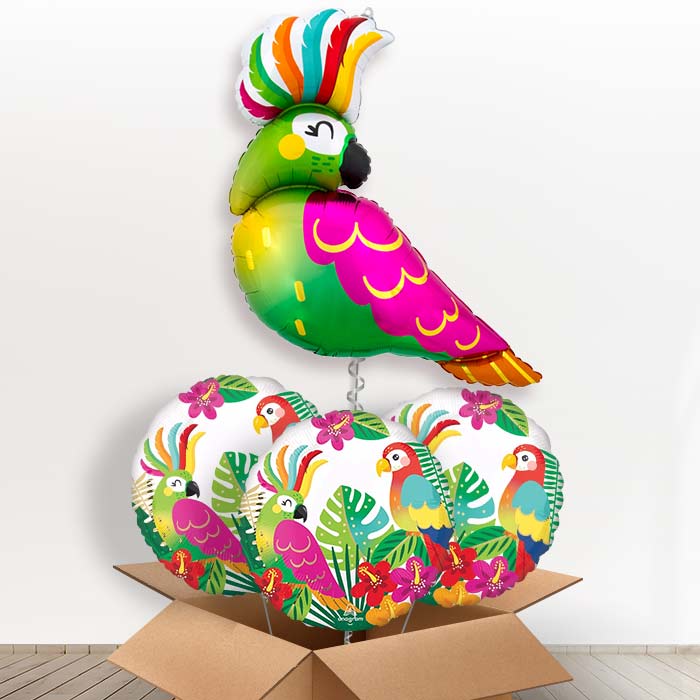 Tropical Parrot Helium Balloon in a Box