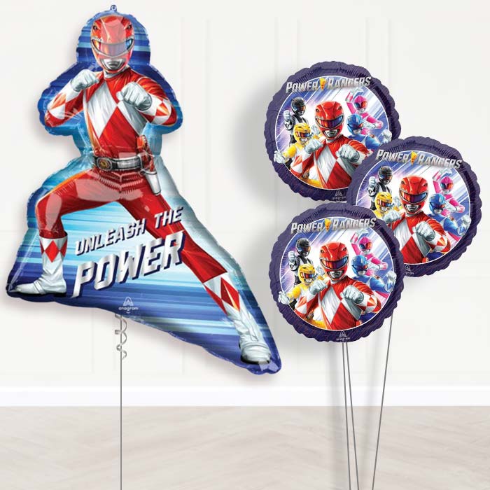 Power Rangers Red Ranger Balloon Bouquet Delivery - 1 x Giant Balloon with Themed Bouquet | Party Save Smile