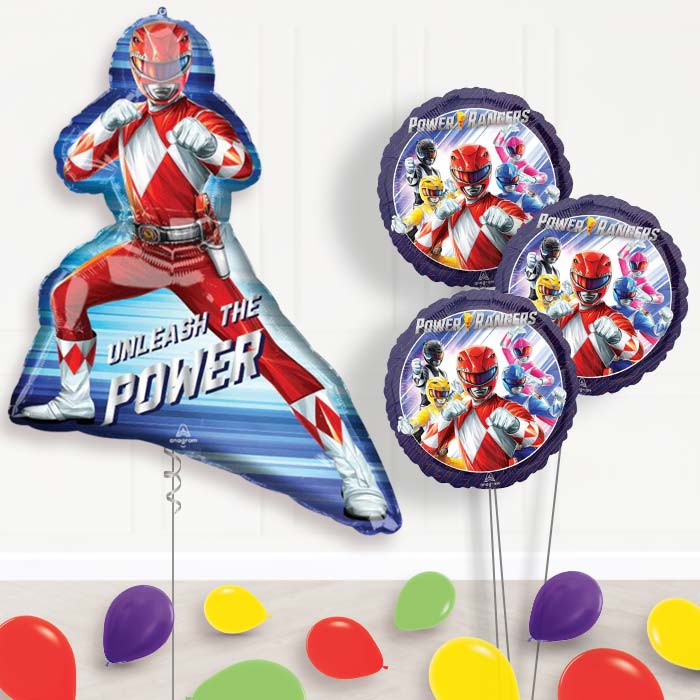 Power Rangers Red Ranger Balloon Bouquet Delivery - 1 x Giant Balloon with Themed Bouquet and Latex | Party Save Smile