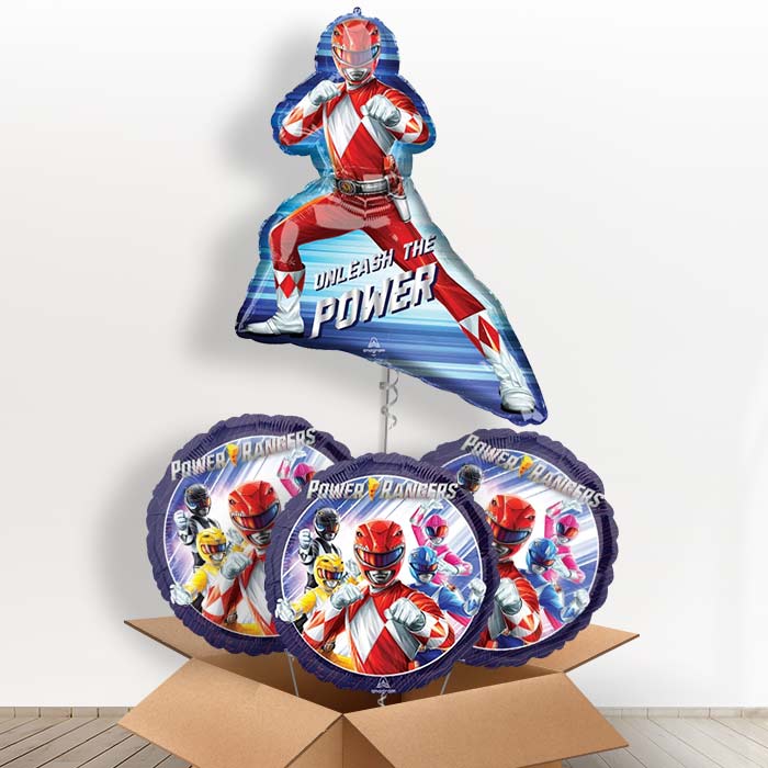 Power Rangers Red Ranger Helium Balloon in a Box - with 3 Themed Balloons | Party Save Smile