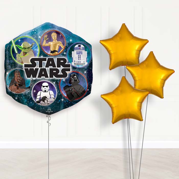 Giant Star Wars Yoda Balloon Bouquet Delivery - 1 x Giant Balloon with Plain Bouquet | Party Save Smile