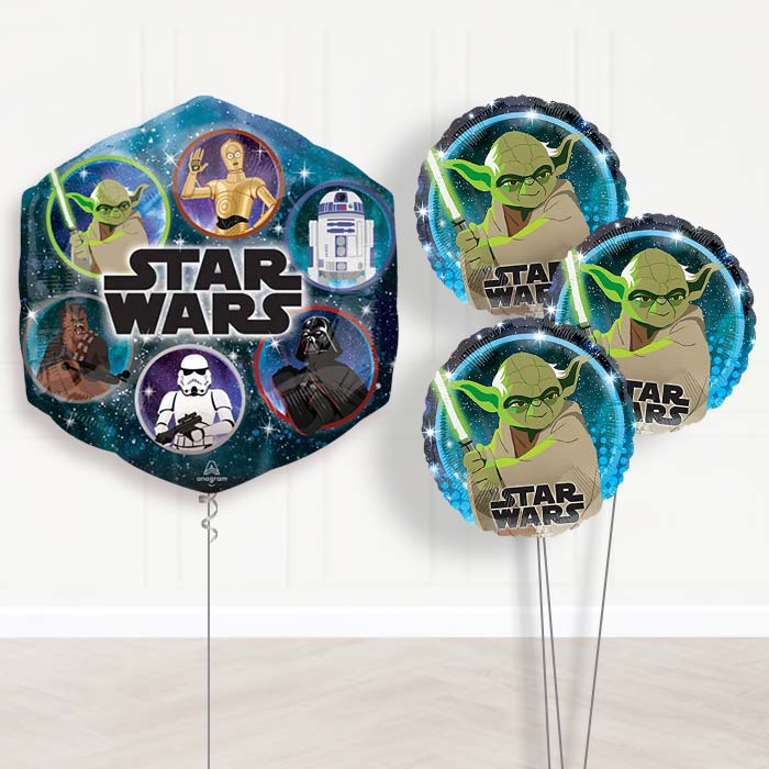 Giant Star Wars Yoda Balloon Bouquet Delivery - 1 x Giant Balloon with Themed Bouquet | Party Save Smile