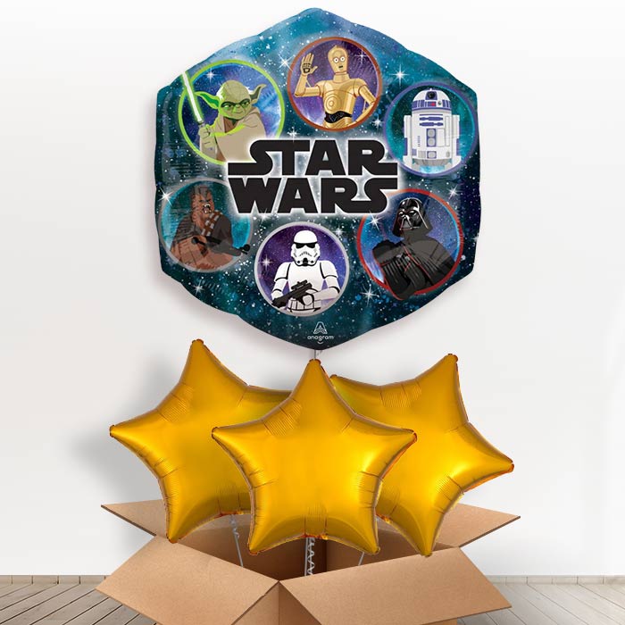 Giant Star Wars Yoda Helium Balloon in a Box - with 3 Plain Balloons | Party Save Smile