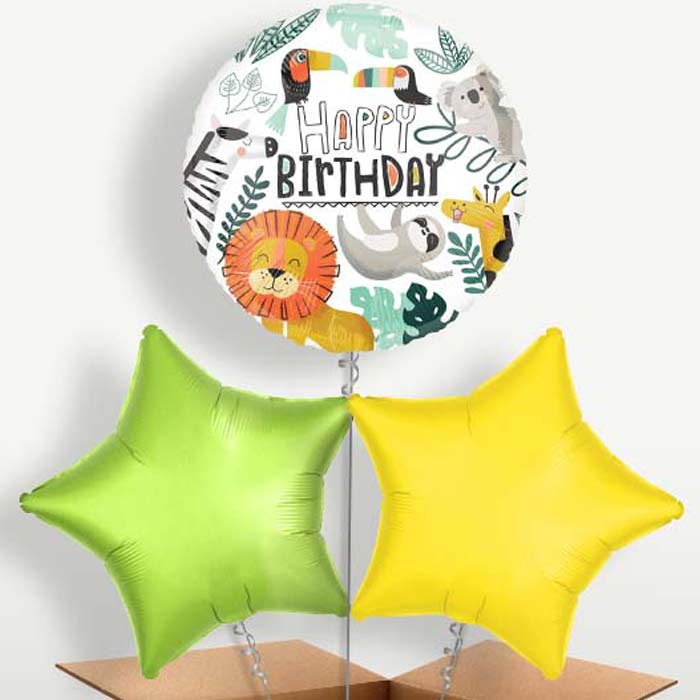 Get Wild Safari Trio Balloon Bunch inflated with Helium | Party Save Smile