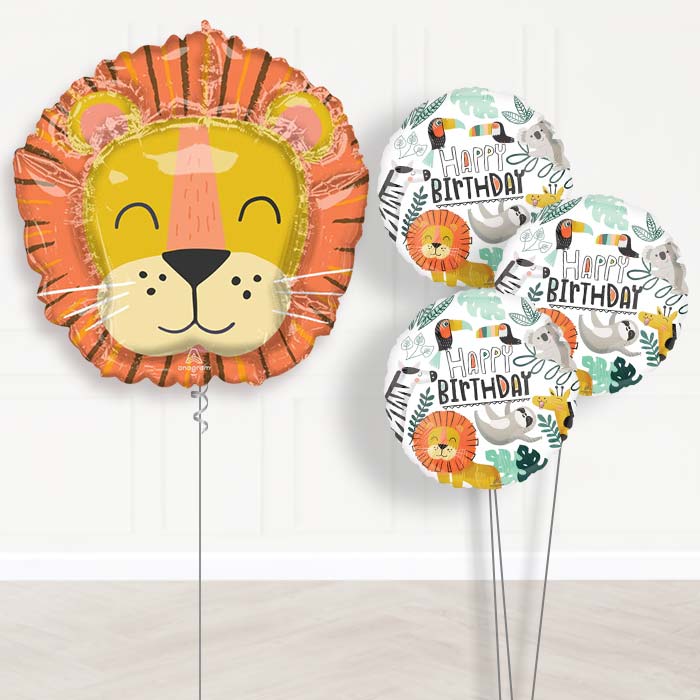 Get Wild Lion Head Balloon Bouquet Delivery - Themed Bouquet | Party Save Smile