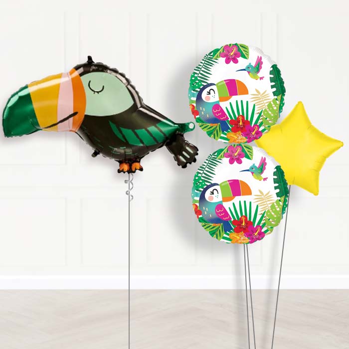 Get Wild Toucan Balloon Bouquet Delivery-Giant Balloon + 2 Themed Balloons + 1 Plain Balloon 