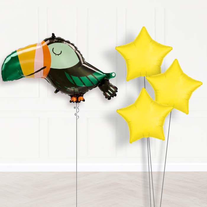 Get Wild Toucan Balloon Bouquet Delivery - 1 x Giant Balloon with Plain Bouquet | Party Save Smile