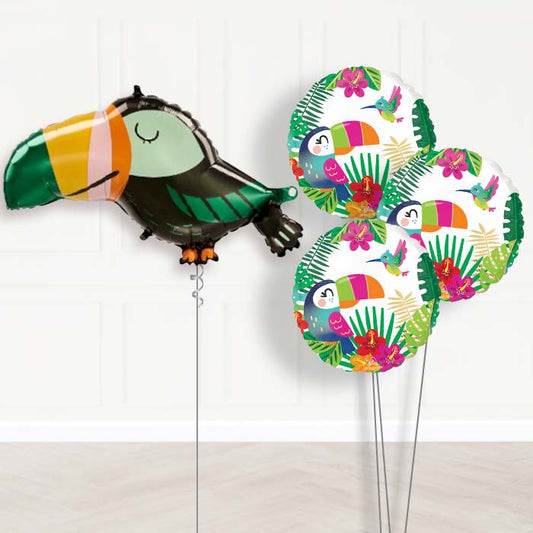 Get Wild Toucan Balloon Bouquet Delivery - 1 x Giant Balloon with Themed Bouquet | Party Save Smile