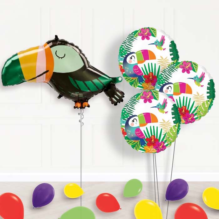 Get Wild Toucan Balloon Bouquet Delivery - 1 x Giant Balloon with Themed Bouquet and Latex | Party Save Smile