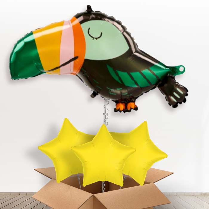 Get Wild Toucan Helium Balloon in a Box - with 3 Plain Balloons | Party Save Smile