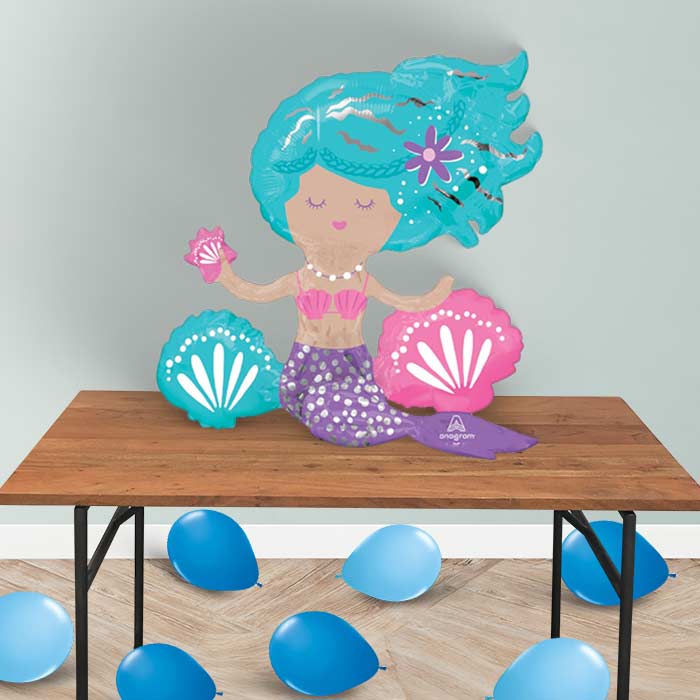 Shimmering Mermaid Sitter Balloon Package Delivered - Sitter Balloon and Latex | Party Save Smile