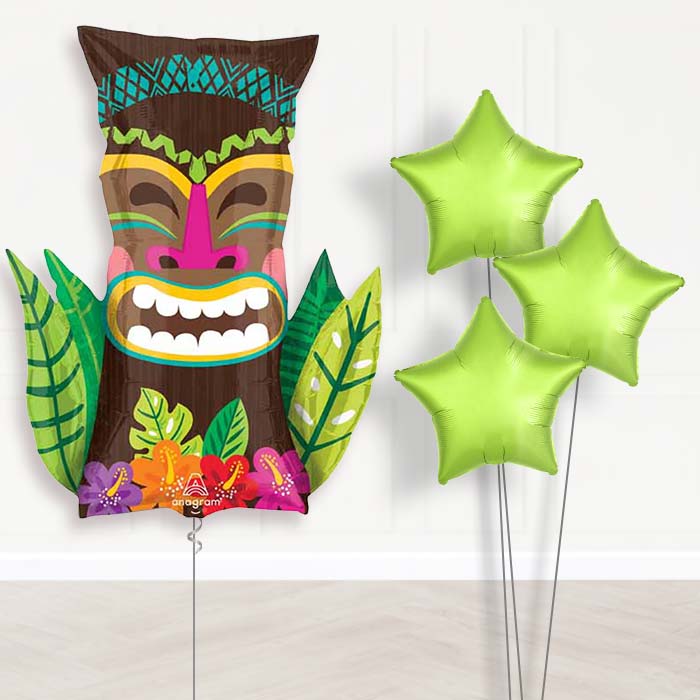Vintage Tiki Balloon Bouquet Delivery - 1 x Giant Balloon with Plain Bouquet | Party Save Smile