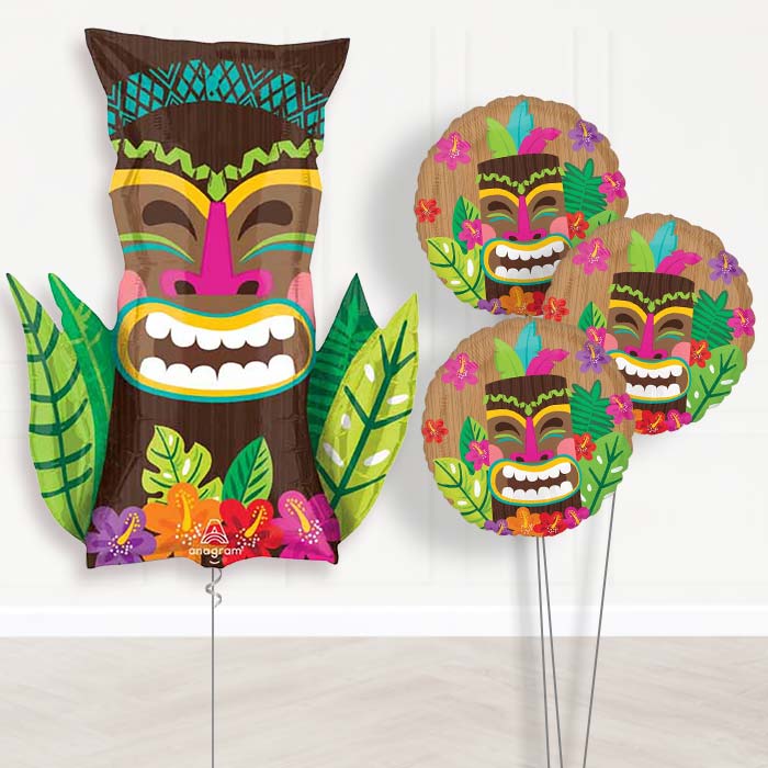 Vintage Tiki Balloon Bouquet Delivery - 1 x Giant Balloon with Themed Bouquet | Party Save Smile