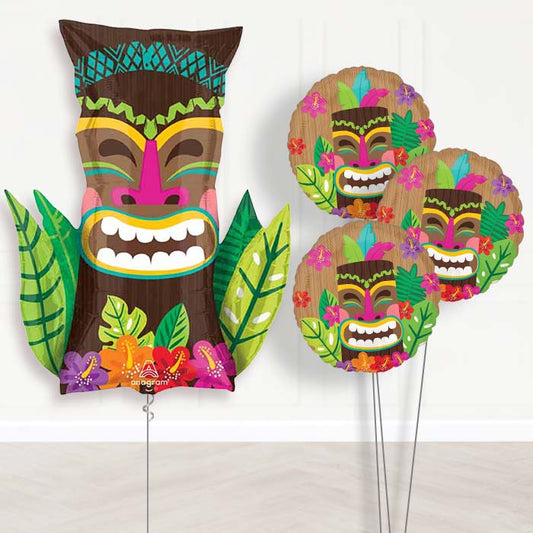 Vintage Tiki Balloon Bouquet Delivery - 1 x Giant Balloon with Themed Bouquet | Party Save Smile