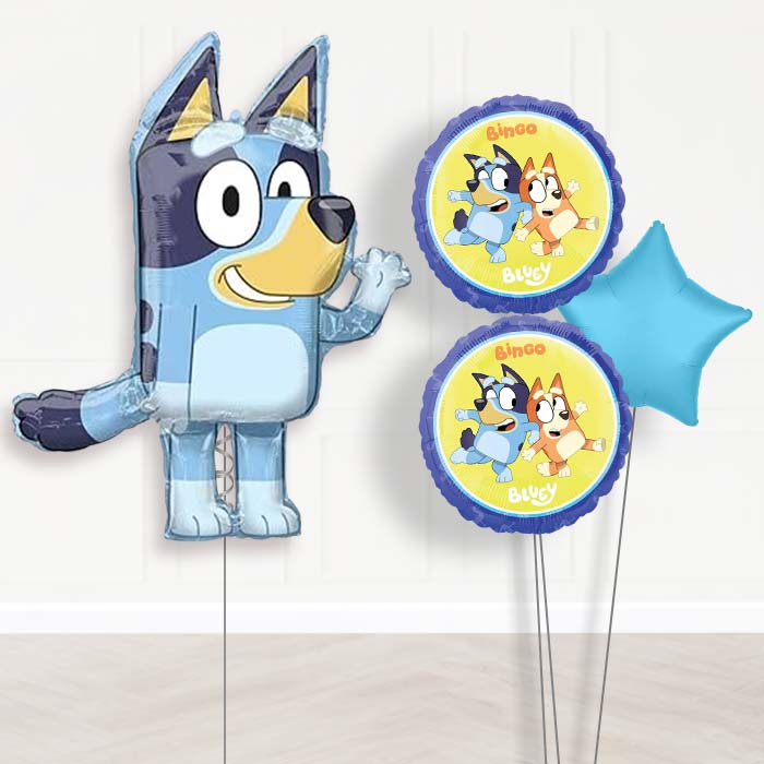 Bluey Helium Balloon Bouquet in a Box-Giant Balloon + 2 Themed Balloons + 1 Plain Balloon 