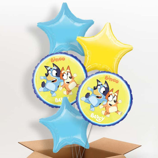 Bingo and Bluey Helium Balloons in a Box - 5 Balloon | Party Save Smile