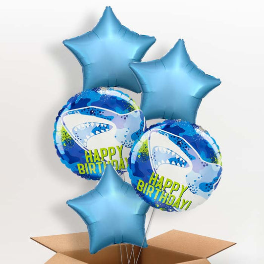 Shark Birthday Helium Balloon in a Box - 5 Balloon | Party Save Smile