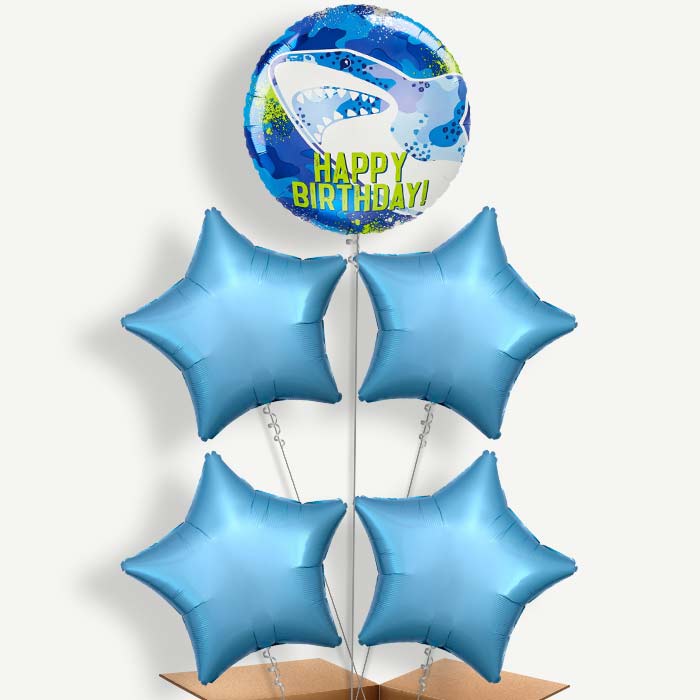 Shark Birthday Helium Balloon Cluster  | Party Save Smile