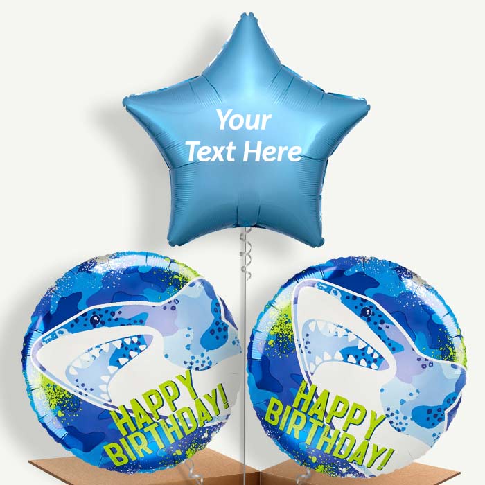 Personalisable Shark Birthday Helium Balloons | Party Save Smile