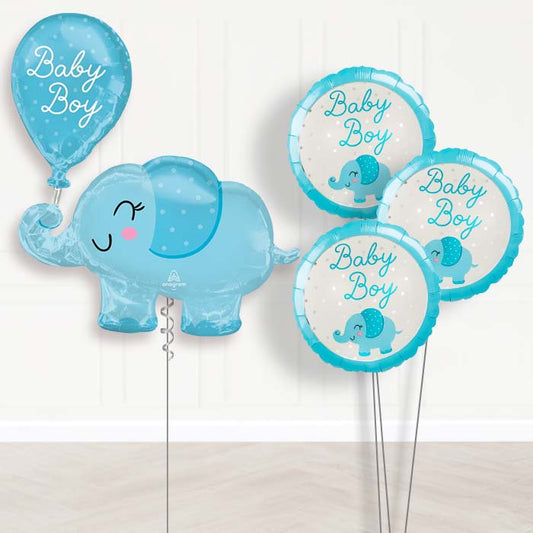 Giant Baby Boy Blue Elephant Shaped Balloon Bouquet Delivery - Themed Bouquet | Party Save Smile