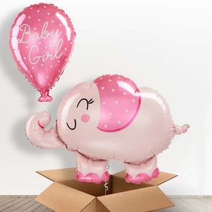 Giant Baby Girl Pink Elephant Shaped Helium Balloon in a Box
