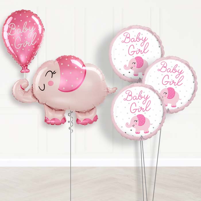 Giant Baby Girl Pink Elephant Shaped Balloon Bouquet - Themed Bouquet | Party Save Smile
