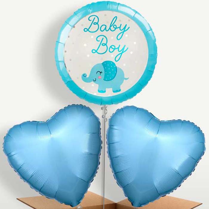 Baby Boy Elephant Bunch of Balloons inflated with Helium | Party Save Smile