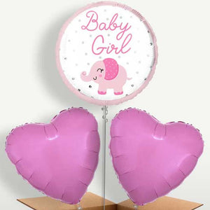 Baby Girl Elephant Bunch of Balloons Inflated with Helium (Trio)