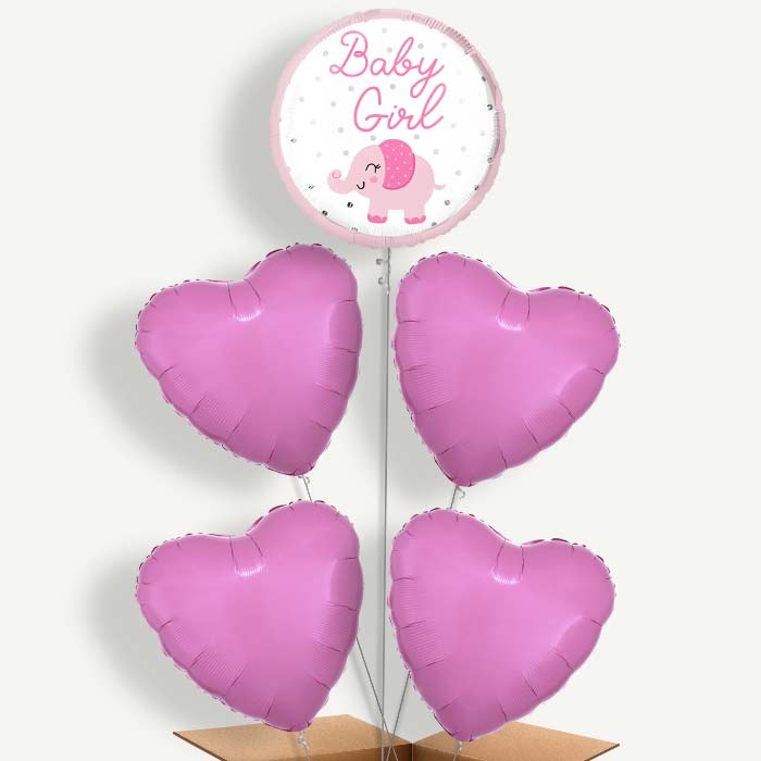 Baby Girl Elephant Balloon Cluster Inflated with Helium | Party Save Smile