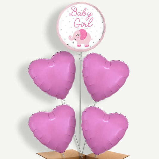 Baby Girl Elephant Balloon Cluster Inflated with Helium | Party Save Smile