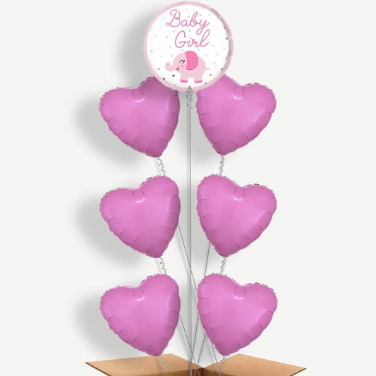 Baby Girl Elephant Balloon Arrangement Inflated with Helium | Party Save Smile