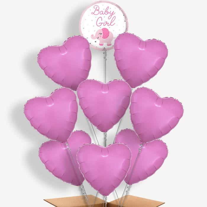 Baby Girl Elephant Balloon Bundle Inflated with Helium | Party Save Smile