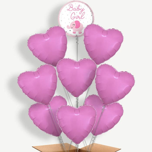 Baby Girl Elephant Balloon Bundle Inflated with Helium | Party Save Smile
