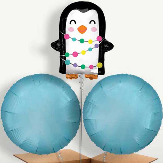 Christmas Penguin Bunch of Balloons inflated with Helium | Party Save Smile