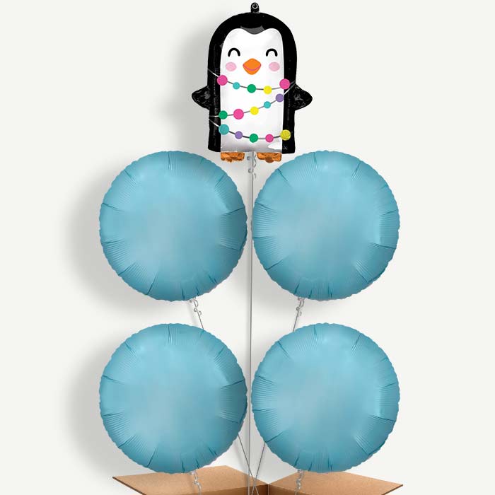 Christmas Penguin Balloon Cluster Inflated with Helium | Party Save Smile
