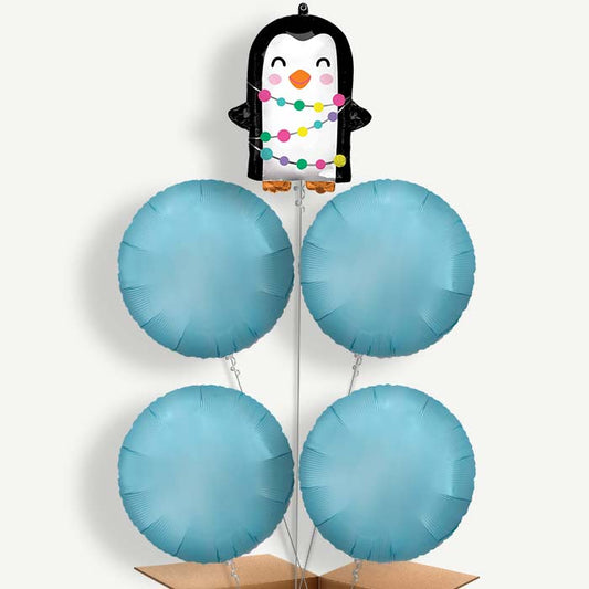 Christmas Penguin Balloon Cluster Inflated with Helium | Party Save Smile