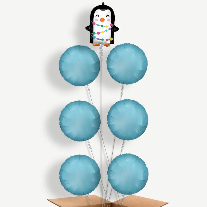 Christmas Penguin Balloon Arrangement Inflated with Helium | Party Save Smile