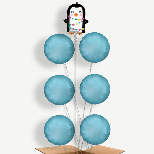 Christmas Penguin Balloon Arrangement Inflated with Helium | Party Save Smile