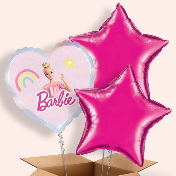 Pink Heart Barbie Helium Balloon in a Box - 3 Balloon | Party Save Smile