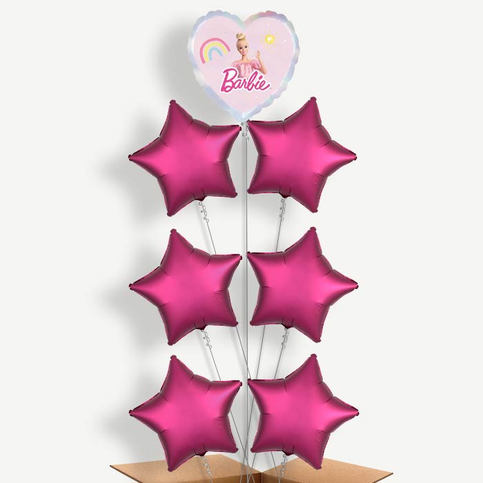 Pink Heart Barbie Balloon Arrangement Inflated with Helium | Party Save Smile