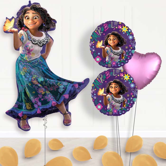Encanto Balloon Display Bouquet in a Box-Giant Balloon + 2 Themed Balloons + 1 Plain Balloon + Mini Balloons 