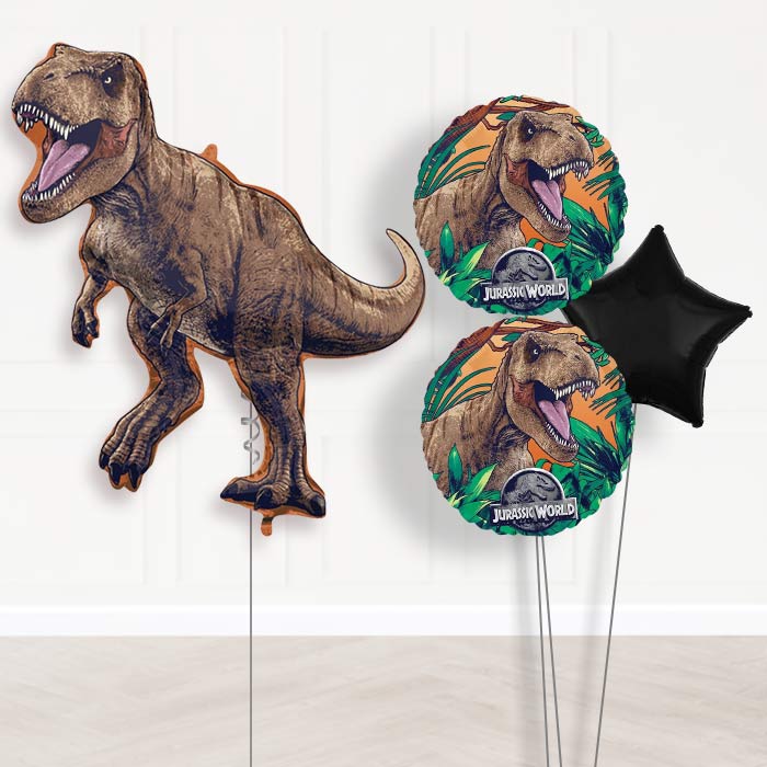 Jurassic World Dominion Balloon Bouquet Delivery-Giant Balloon + 2 Themed Balloons + 1 Plain Balloon 