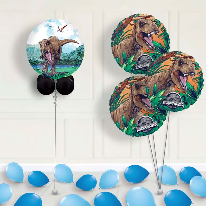 Jurassic World Dominion Orbz Balloon with Balloon Bouquet - 1 x Orbz Balloon with 3 Bouquet (themed) | Party Save Smile