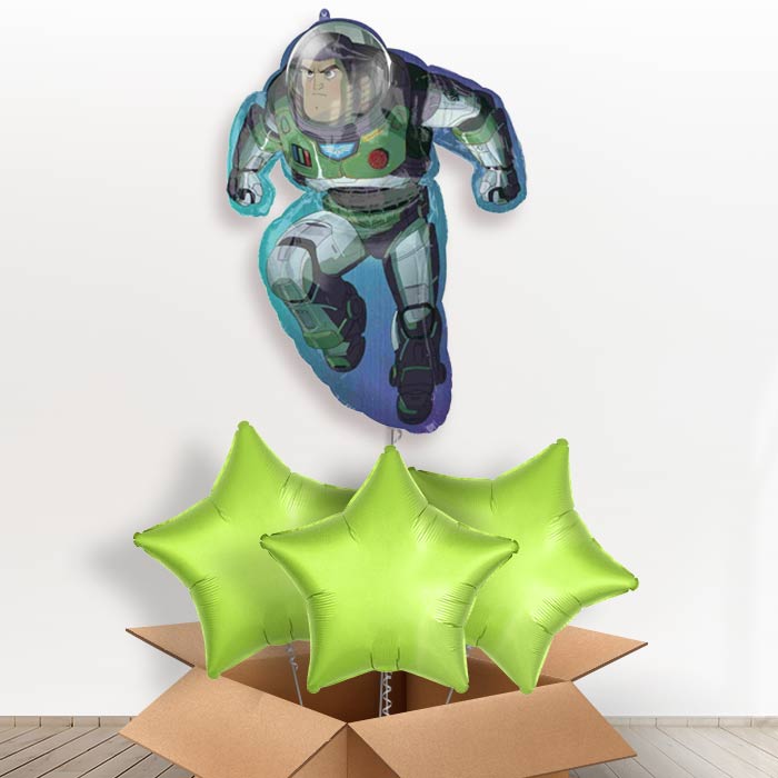 Buzz Lightyear Giant Helium Balloon in a Box Gift - With 3 Plain Balloons | Party Save Smile